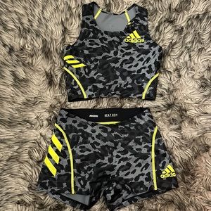 Adidas leopard shorts and bralette set